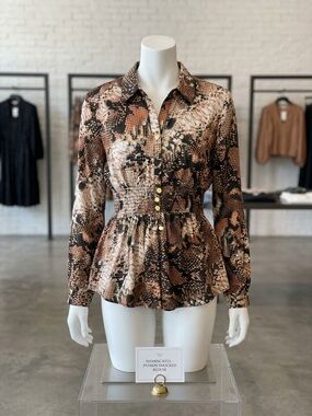 Wishing Well Python Smocked Waist Blouse